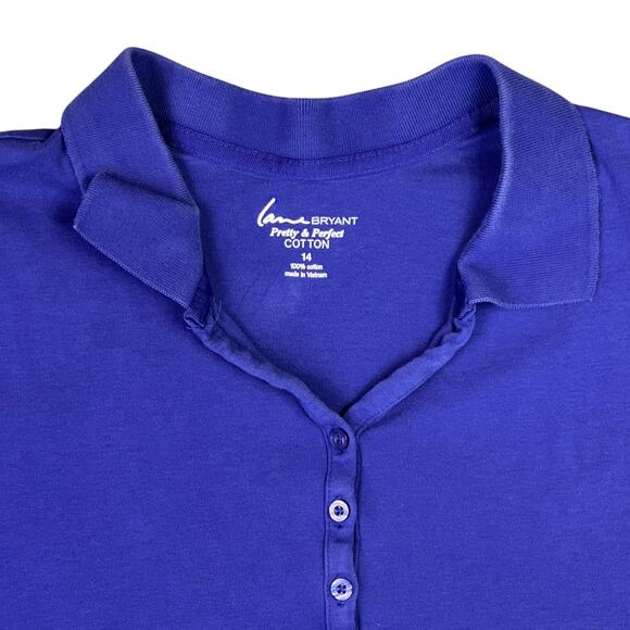 Lane Bryant Polo Style Top Plus Size 14 Blue 100% Cotton - Picture 7 of 14
